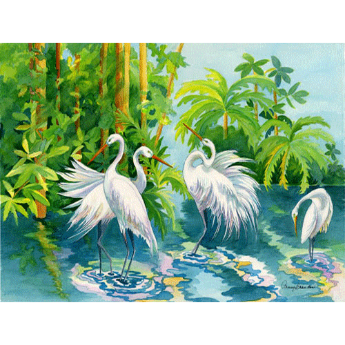 4 White Herons